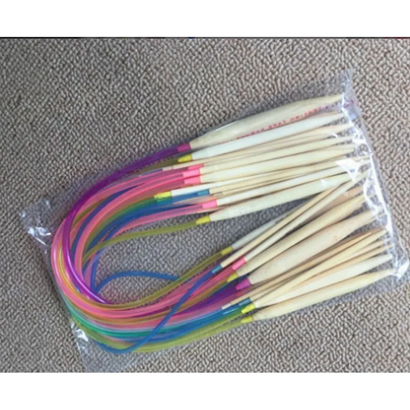 18Pcs/set 40cm Cheap Colorful Plastic Circular Nature Bamboo Circular Knitting Needle Set