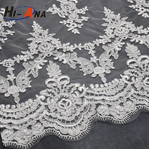 Over 95% accessories exported Ningbo sequin embroidery beaded lace fabric