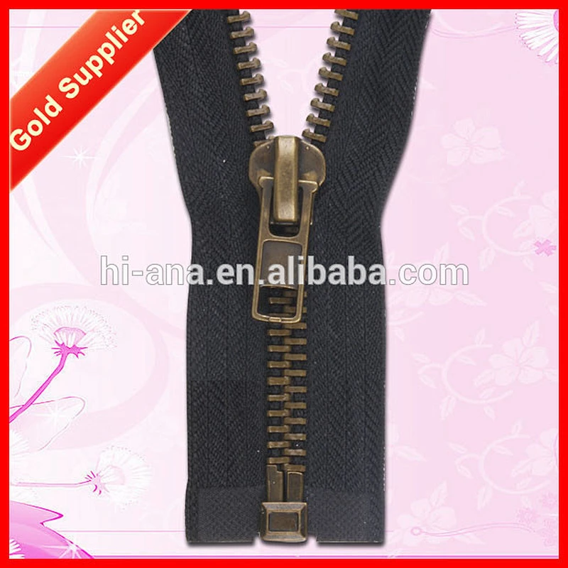 No 8 Antique Brass Metal Zipper
