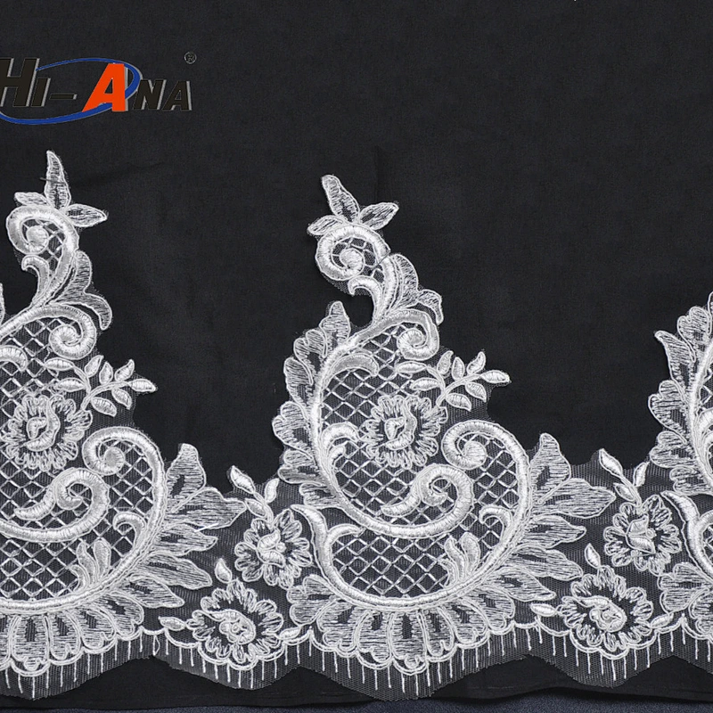 Over 95% accessories exported Fancy african lace embroidery fabric for wedding dress