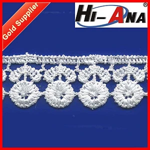 White Embroided Lace with Chemcal Lace
