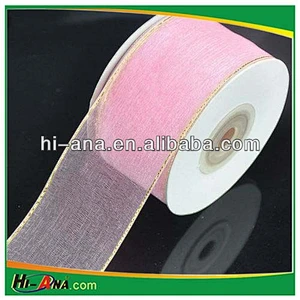 Nylon Organza Silk Ribbon with Gold Edge 1-1/2'