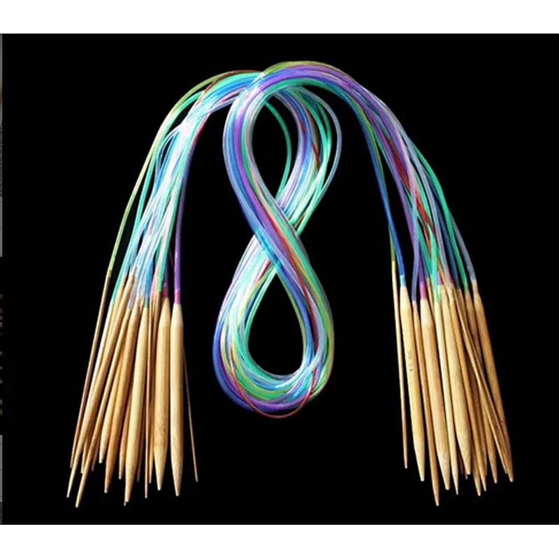 Top quality Multi-color Plastic Tube Smooth Nature Circular Bamboo Knitting Needles