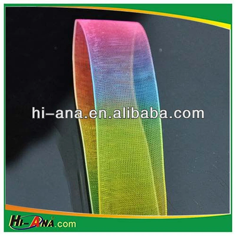 Fancy Organza Silk Ribbon with Rainbow