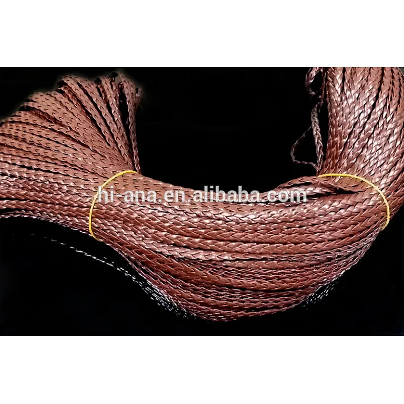 DIY jewelry wire PU leather rope color braided rope wholesale three strands braided 5mm flat leather rope (100 m / roll)