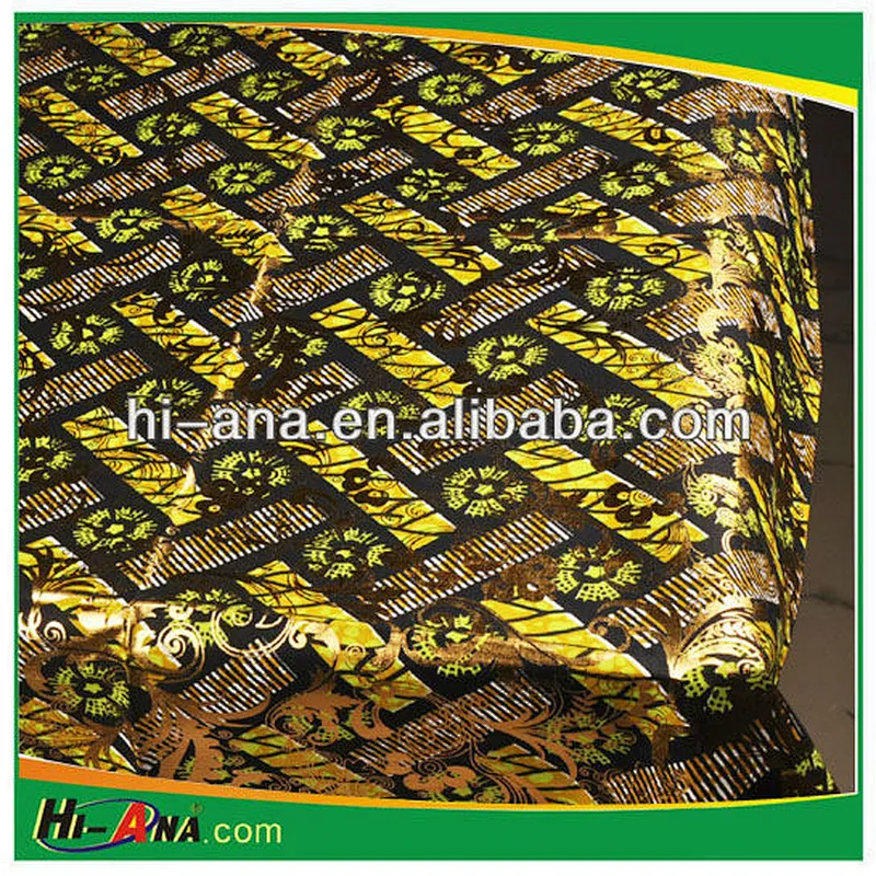 gold print fabric Wax Fabric