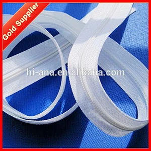 White #5 Long Chain Nylon Zipper