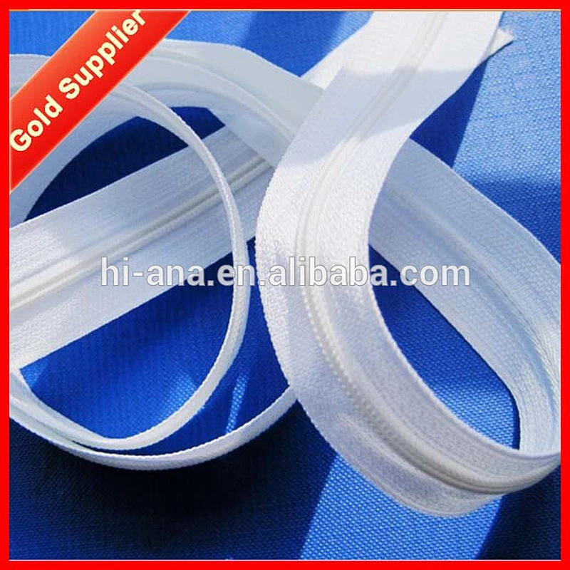 White #5 Long Chain Nylon Zipper