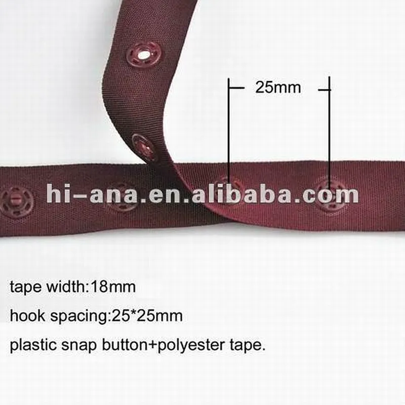 size 18x25x25mm plastic snap button tape