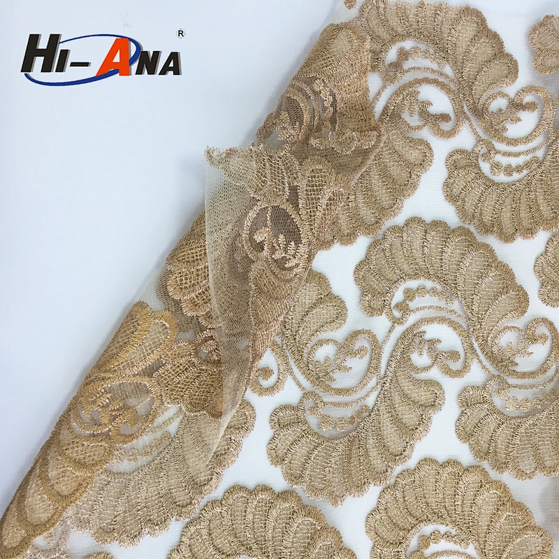 hi-ana fabric3 ISO 9001 Factory Custom fancy fabric for wedding dress lace
