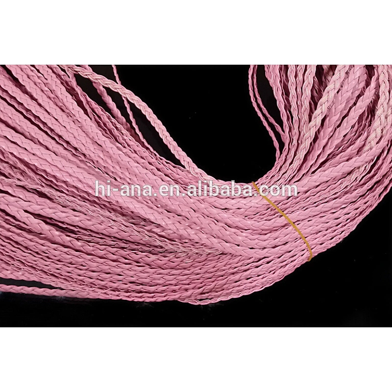 DIY jewelry wire PU leather rope color braided rope wholesale three strands braided 5mm flat leather rope (100 m / roll)