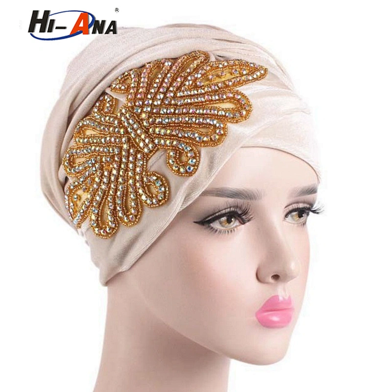 HI-ANA Fashion Velvet Turban Scarf Head Wraps with crystal jewelry