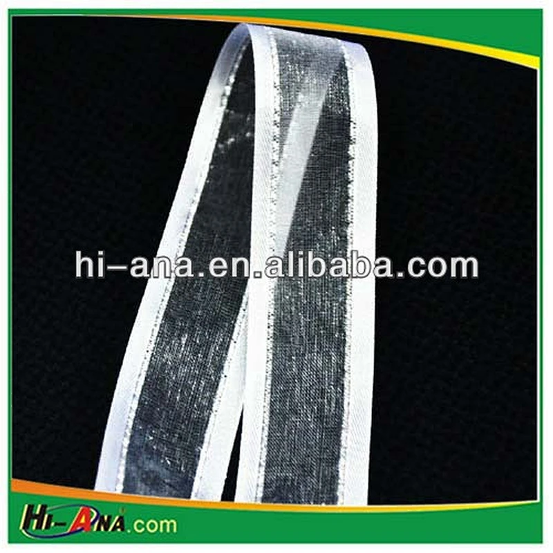 Wedding Organza Ribbon with Silver Edge 1/2