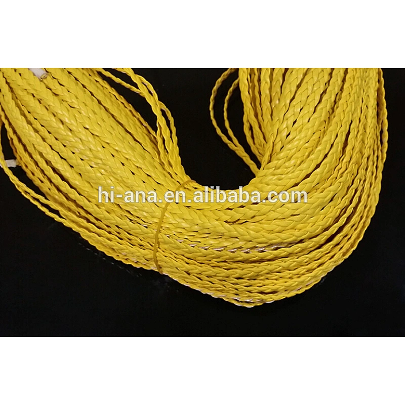 DIY jewelry wire PU leather rope color braided rope wholesale three strands braided 5mm flat leather rope (100 m / roll)