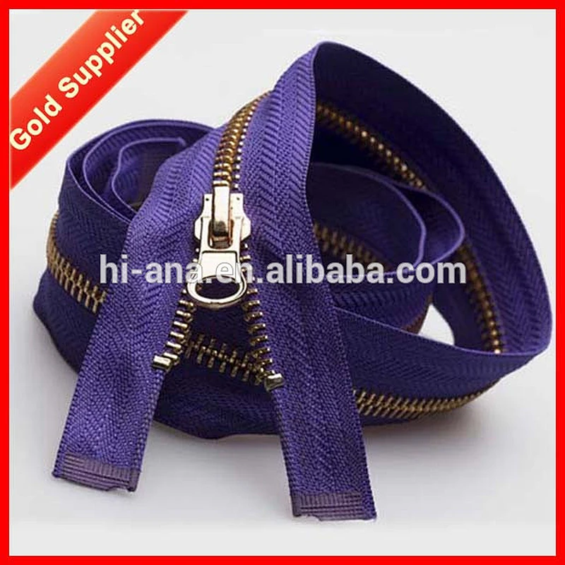 Brass Zippers with Metal Teeth