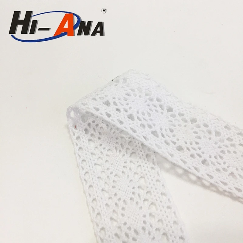 hi-ana lace1 Best hot selling customised LOGO printed cotton eyelet lace trim