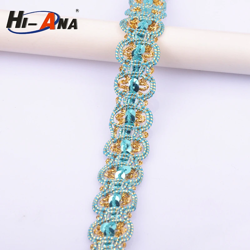 width:30mm.sequins trimming with 6mm Flat China supplier