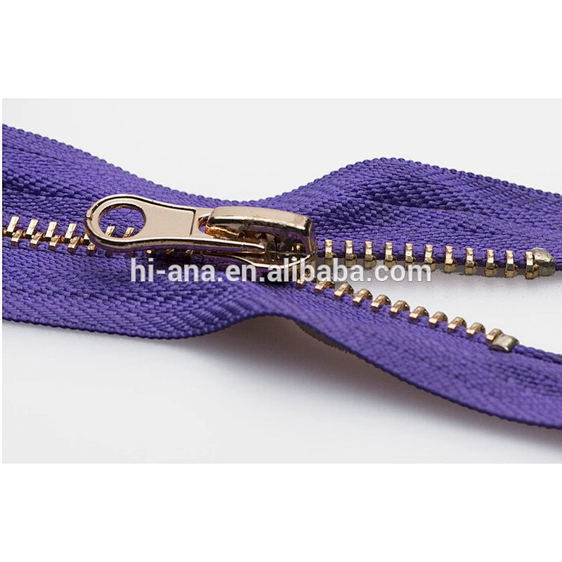 Brass Zippers with Metal Teeth