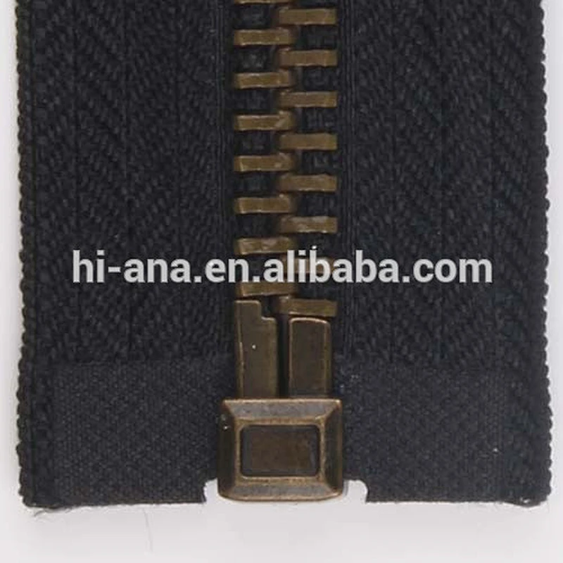 No 8 Antique Brass Metal Zipper