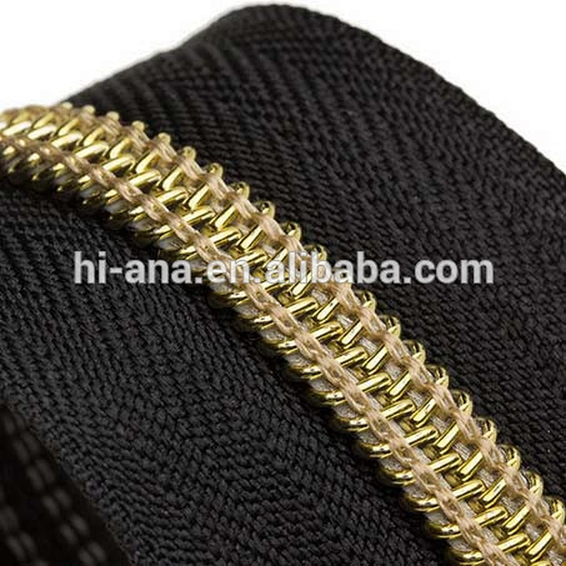 5 # Nylon Zipper Chain with Golden Teeth