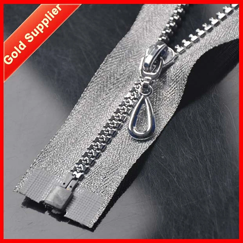 Plastic Zippers Silver Teeth O/E with Sliver Tape