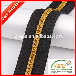 5 # Nylon Zipper Chain with Golden Teeth