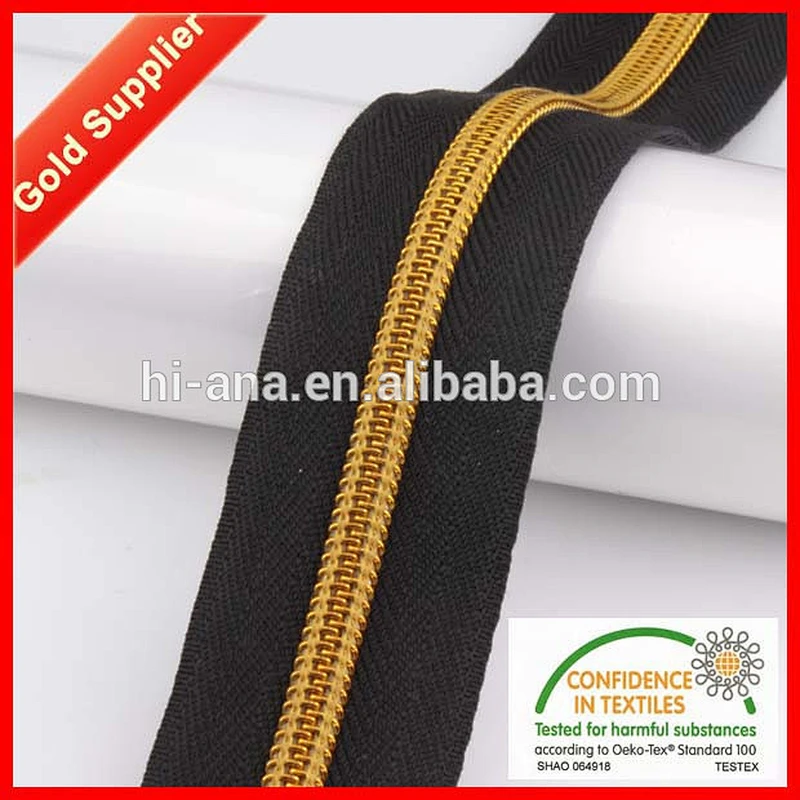 5 # Nylon Zipper Chain with Golden Teeth