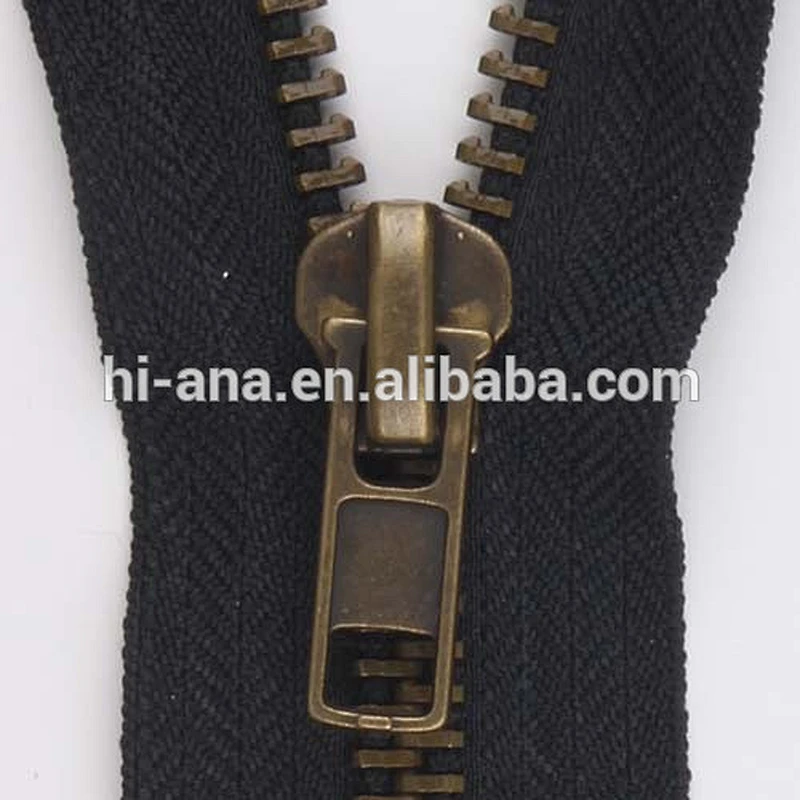 No 8 Antique Brass Metal Zipper