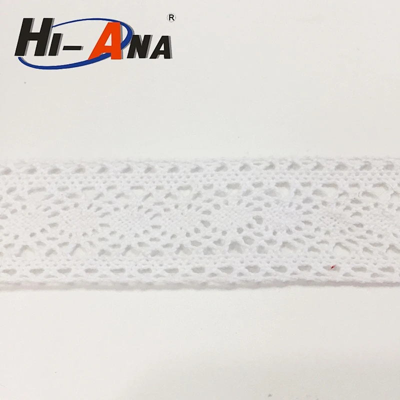 hi-ana lace1 Best hot selling customised LOGO printed cotton eyelet lace trim
