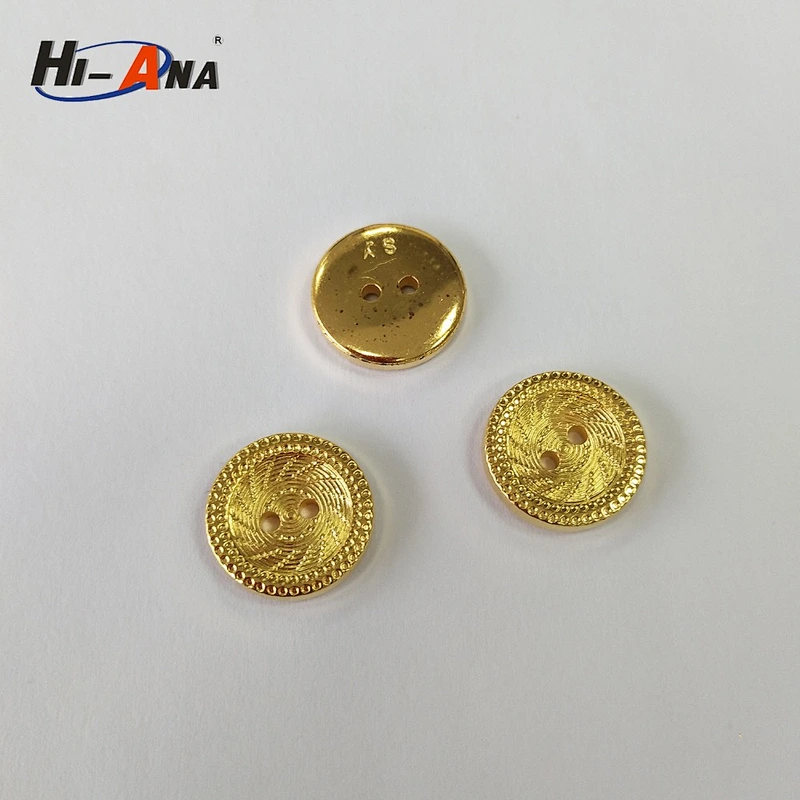 Gold plated buttons for garment