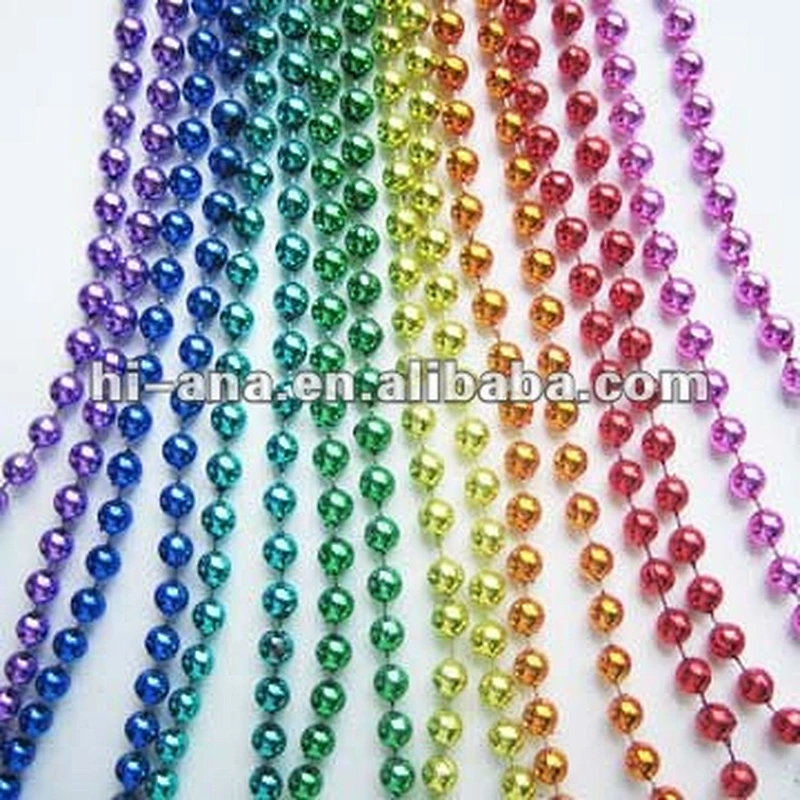Round Plastic Beads In Long Chain with printing colors(non movable)
