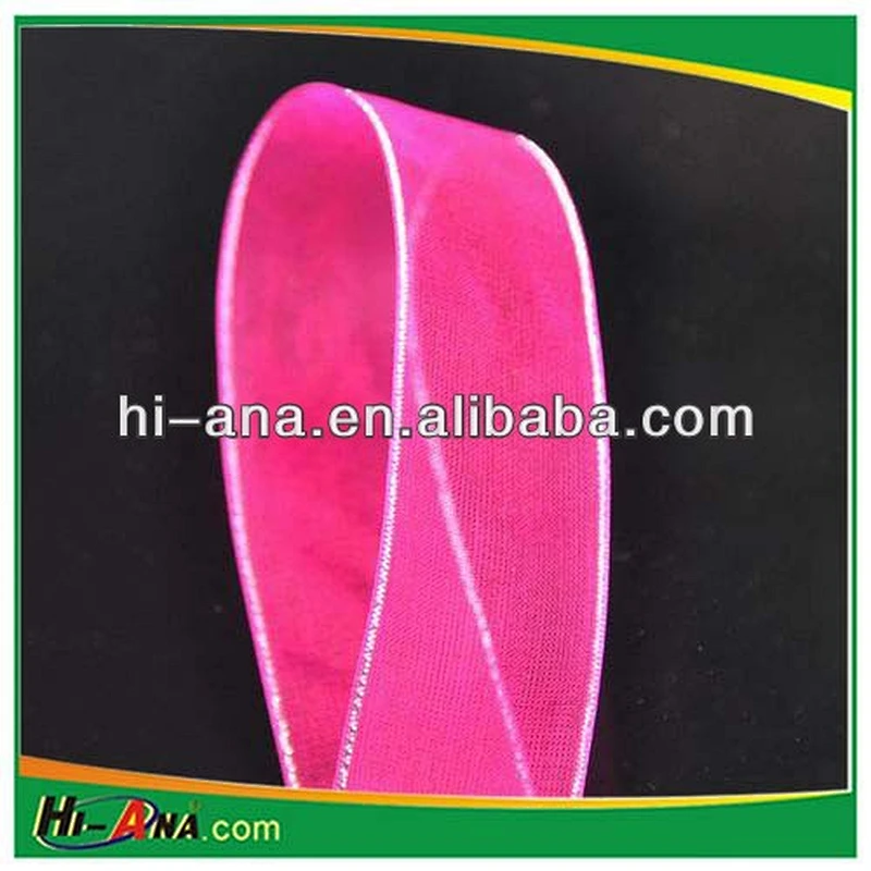 Nylon Organza Silk Ribbon with Gold Edge 25mm