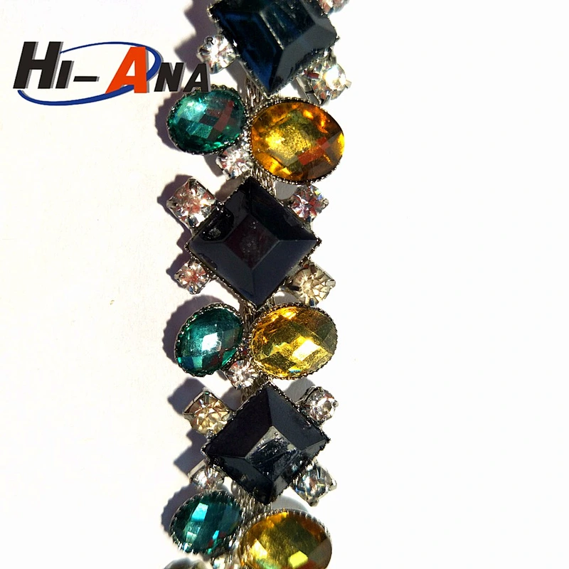 hi-ana rhinestone3 15 years factory experience multi color fancy rhinestone chain trimming