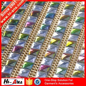 hi-ana trim1 One to one order Fashion decorative rhinestone fabric trim
