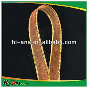 Nylon Organza Silk Ribbon with Gold Edge 5/8