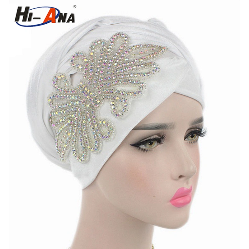 HI-ANA Fashion Velvet Turban Scarf Head Wraps with crystal jewelry