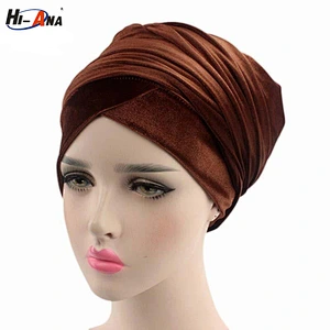 HI-ANA New african headtie velvet beaded turban for women