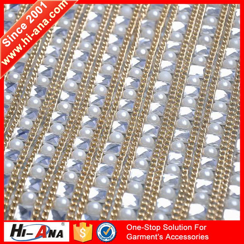 hi-ana trim1 One to one order Fashion decorative rhinestone fabric trim