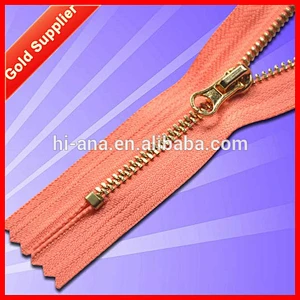 Pin Lock Metal Zipper with Golden Teeth