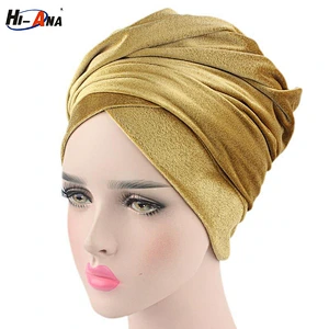 HI-ANA New FashionLadies velvet turban head tie with beads