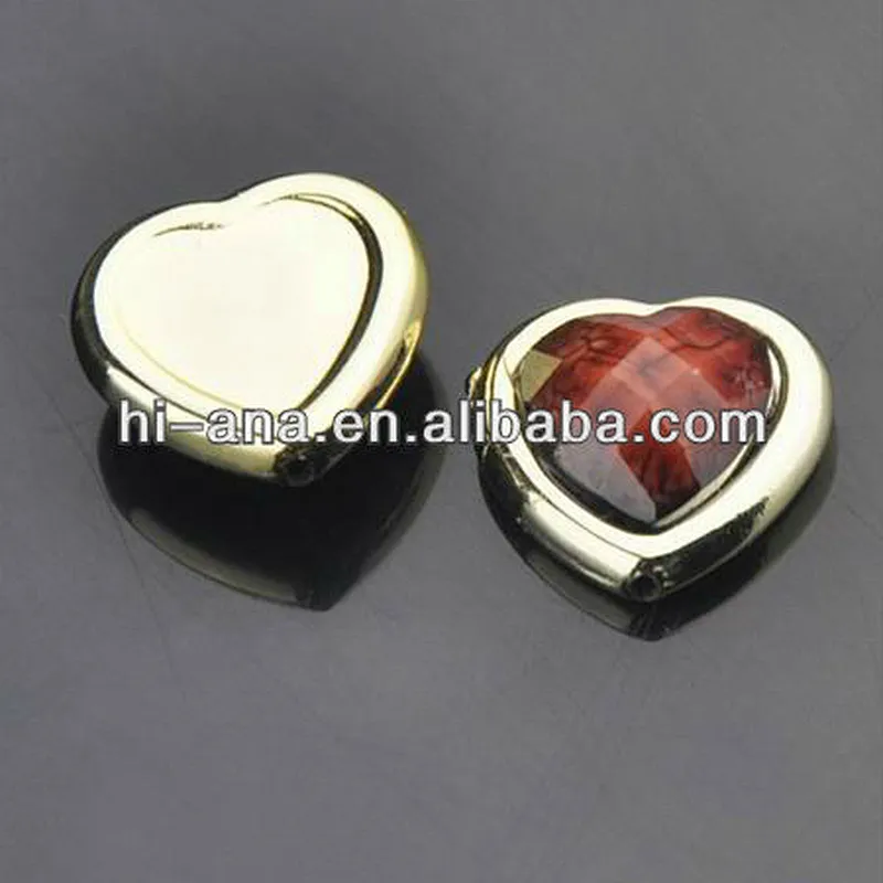 heart resin stone with hole and plastic base