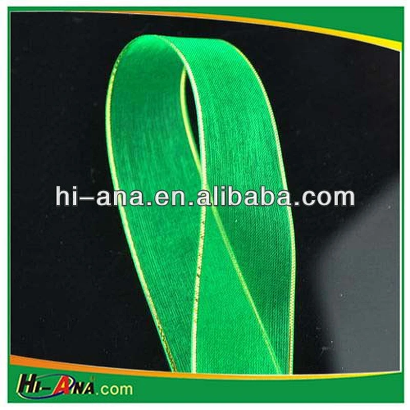 Nylon Organza Silk Ribbon with Gold Edge 3/4