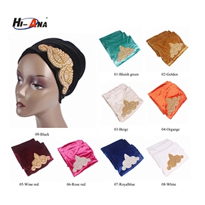 HI-ANA Fashion Velvet Turban Scarf Head Wraps with crystal jewelry