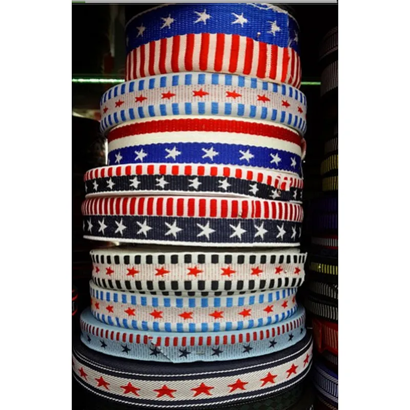 hi-ana ribbon 269 100% polyester damask jacquard ribbon with star logo