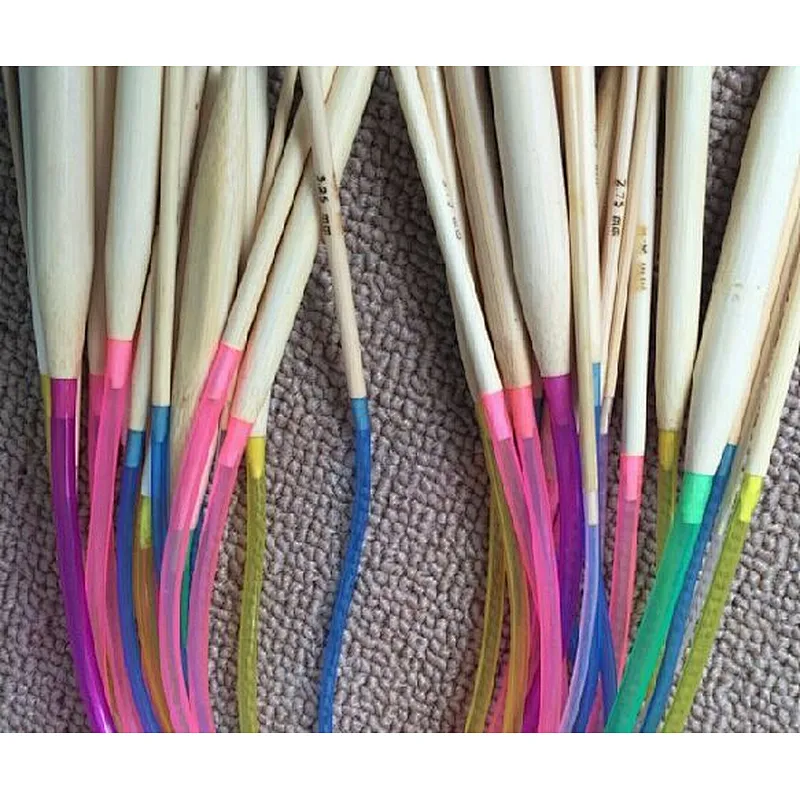 18Pcs/set 40cm Cheap Colorful Plastic Circular Nature Bamboo Circular Knitting Needle Set