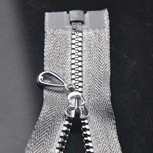 Plastic Zippers Silver Teeth O/E with Sliver Tape