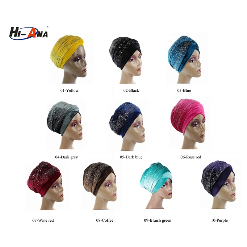 New Design Long Velvet Head Wrap Women Turban Hijab Headscarf