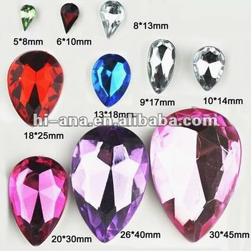 WATER DROP Acrylic Stone Beads without hole