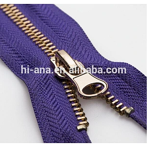 Brass Zippers with Metal Teeth