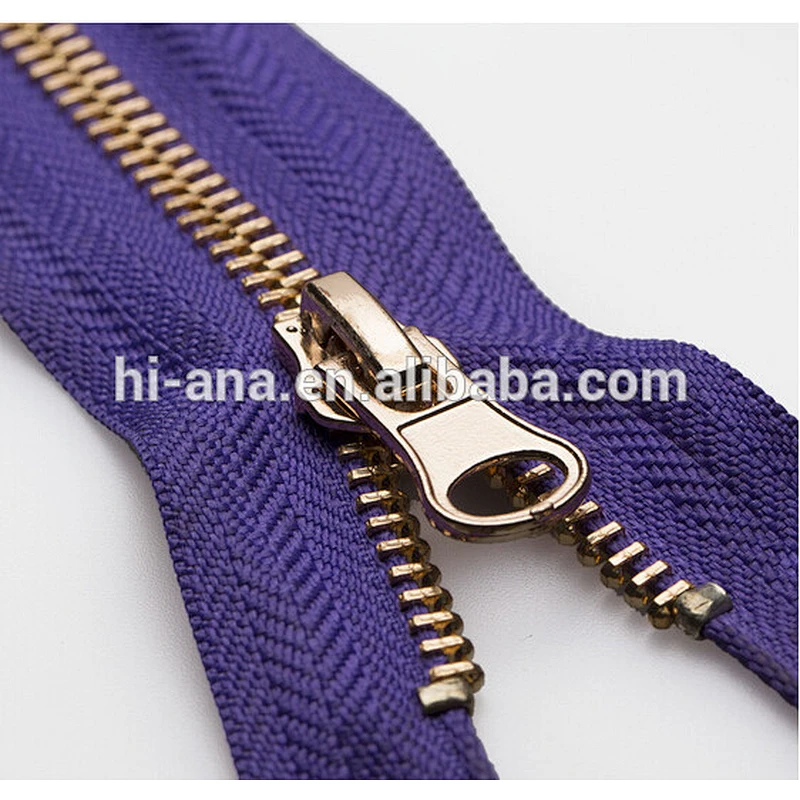 Brass Zippers with Metal Teeth